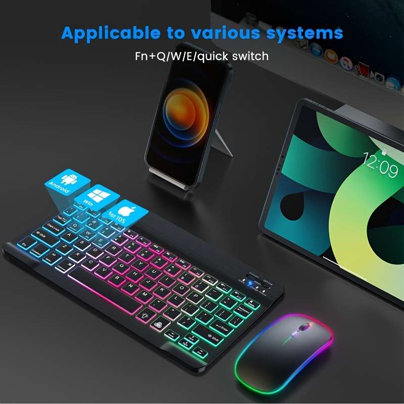 2-Piece Wireless Backlit RGB Keyboard And Mouse Set White