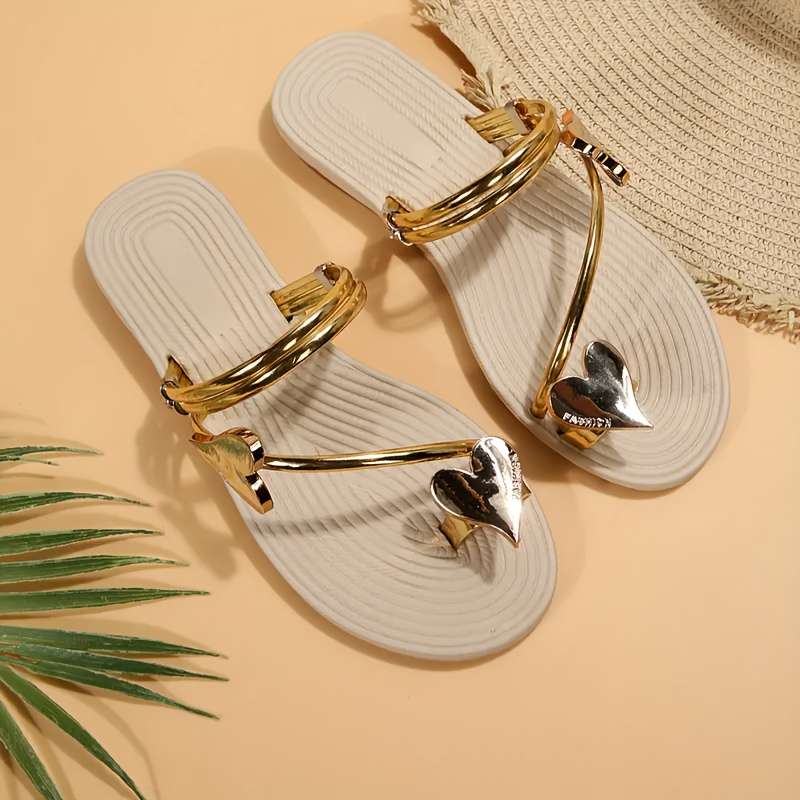Ladies Summer Flip Flops Golden Uk 3.5