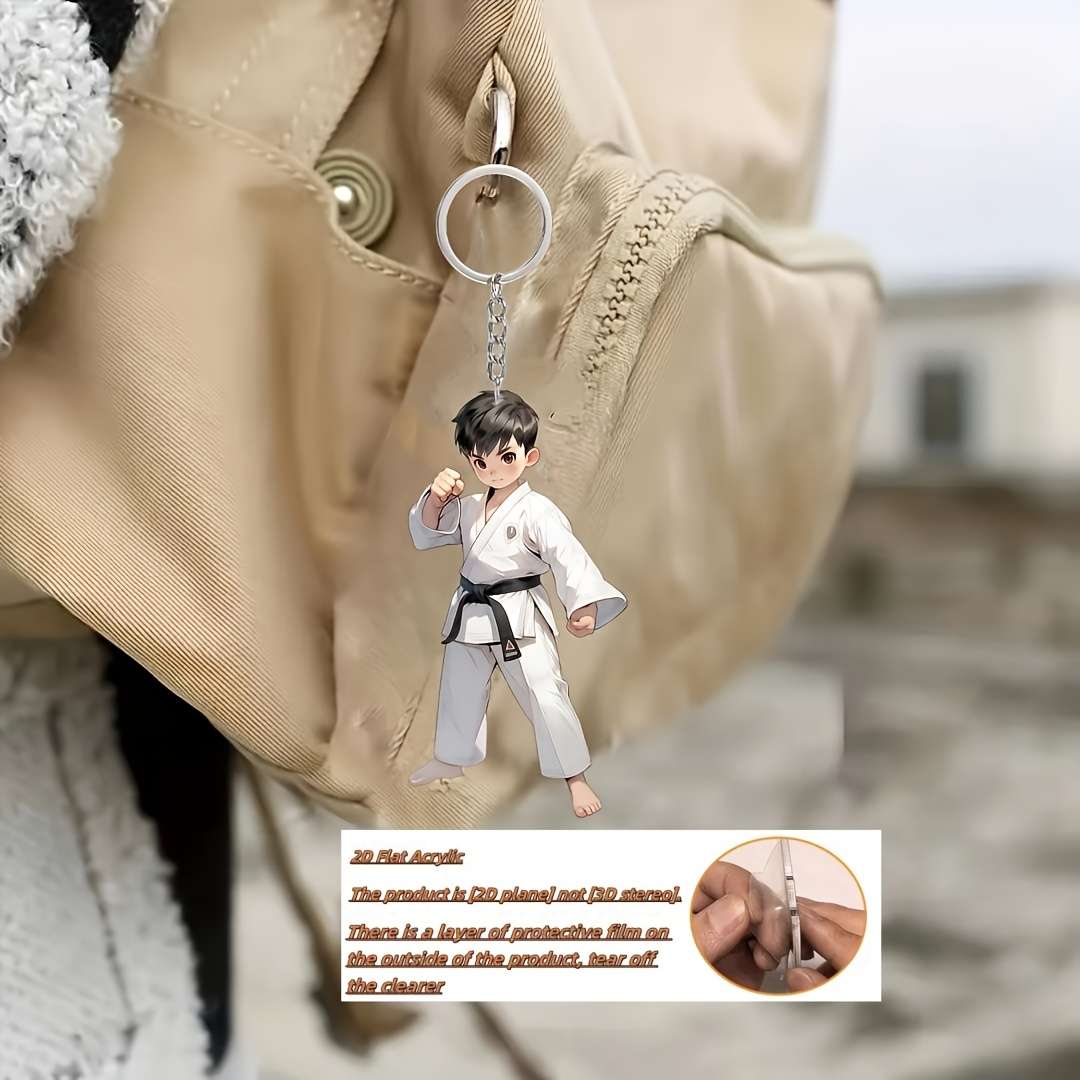 Keychain Ornament Style New Acrylic Cartoon Kung Fu Boy Keychain