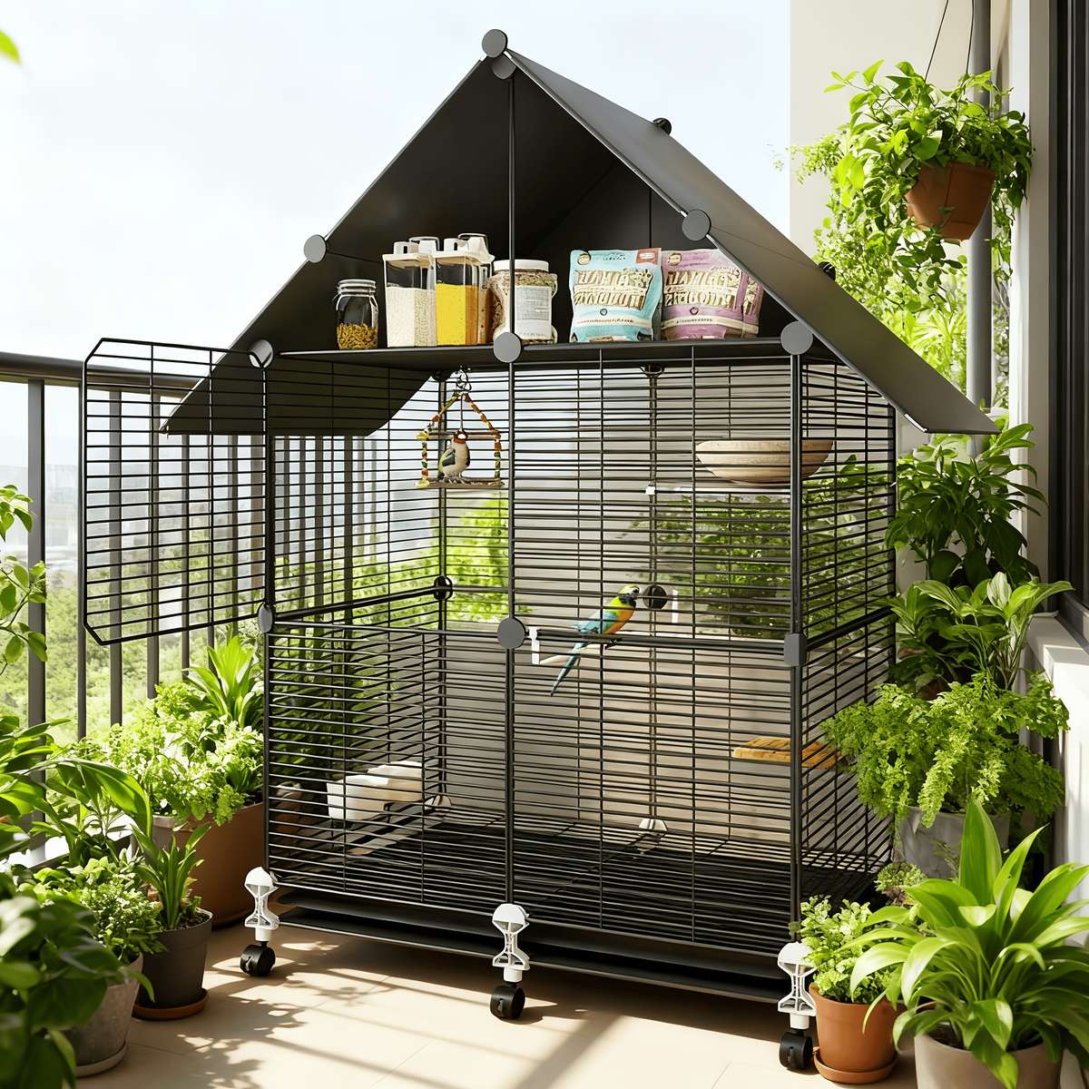 Birdcage Model White   2 Layers With Pulleys