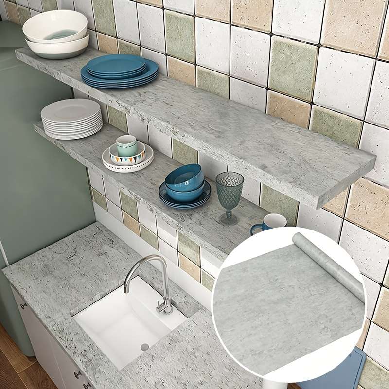 Self Adhesive Floor Stickers Cement Gray 40Cm*100Cm 15.75In*39.37In