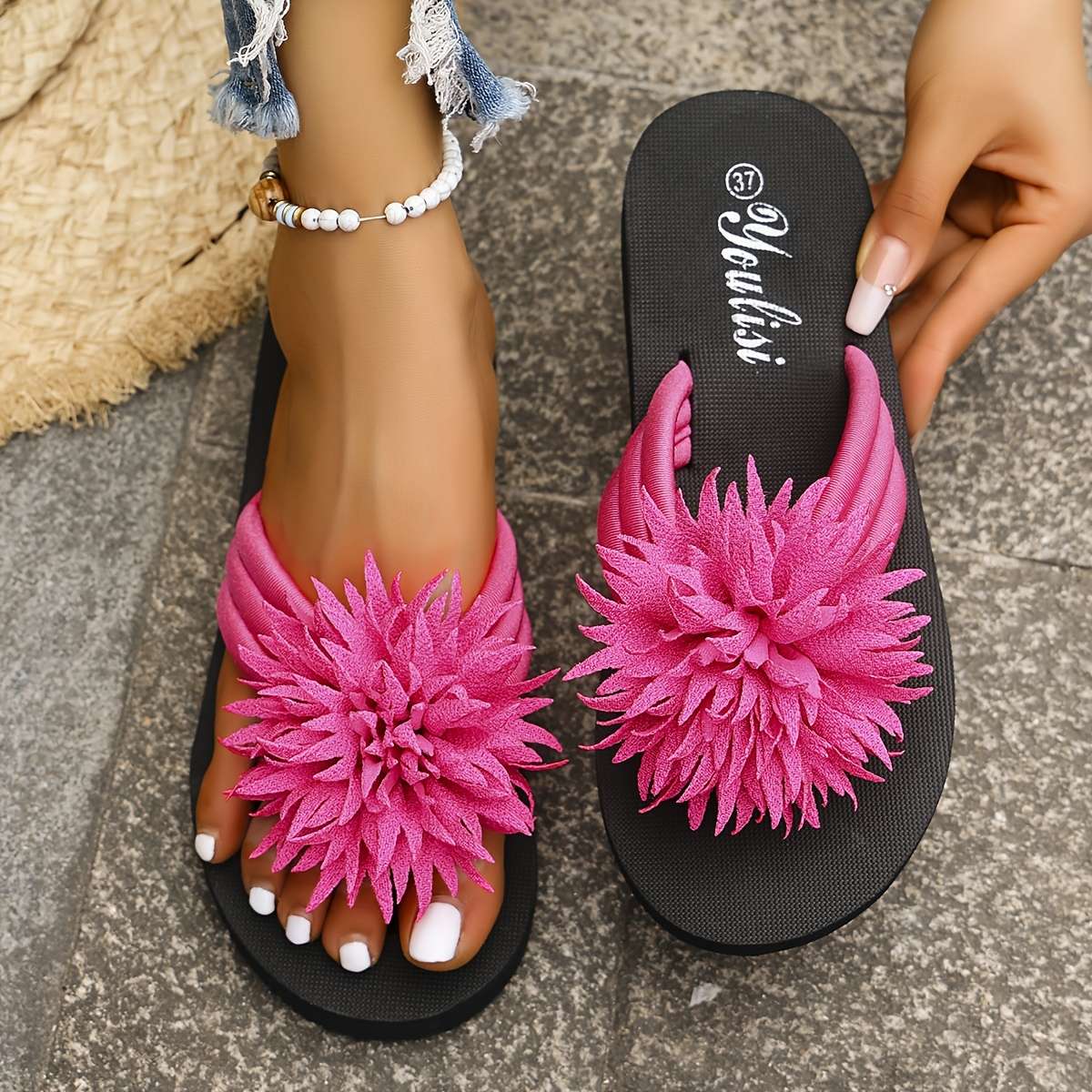 Ladies Summer Flip Flops Red Uk 7