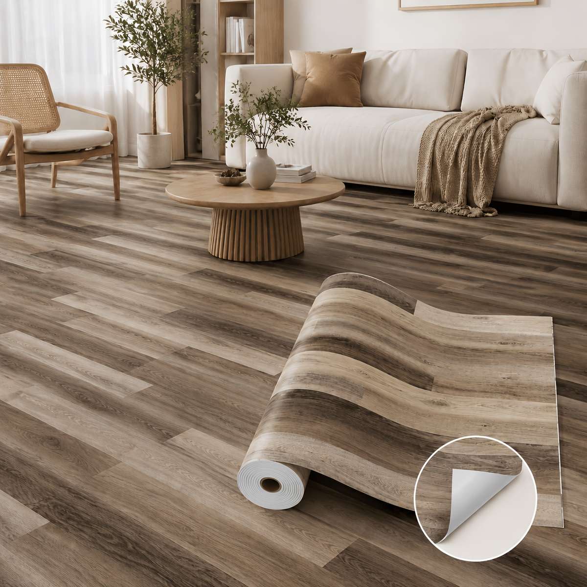 Self Adhesive Floor Stickers Dark Walnut Grain 2 Rolls Covers 2.4 Square Meters