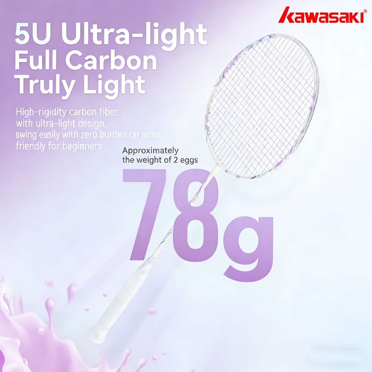 Badminton Racket Model Taro Ball Purple 5U