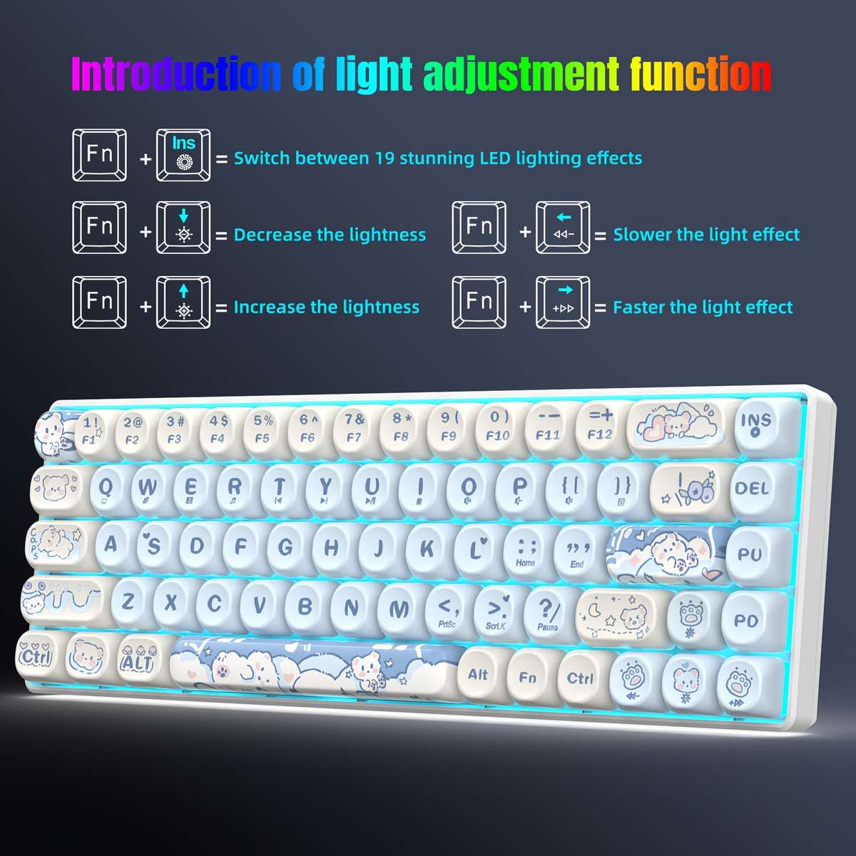 keyboard color Ice Blue Quiet Red Switch