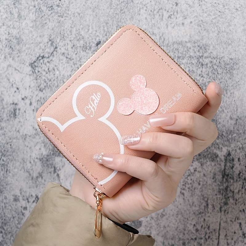 Women'S Casual Synthetic Leather Wallet With Zipper Closure Continental Style Multiple Ca