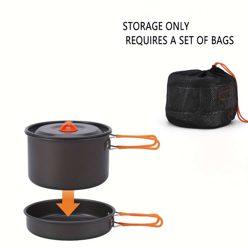 Orange 2-Piece Portable Camping Cookware Set
