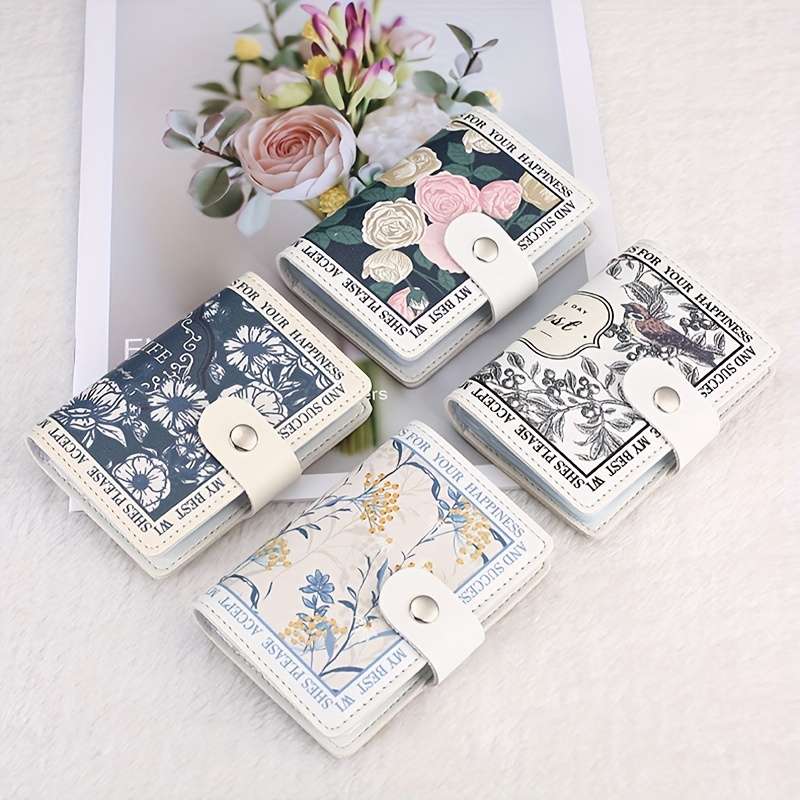 Elegant Large Capacity Card Holder Faux Leather Bi-Fold Wallet With Snap Closure Multi-Car