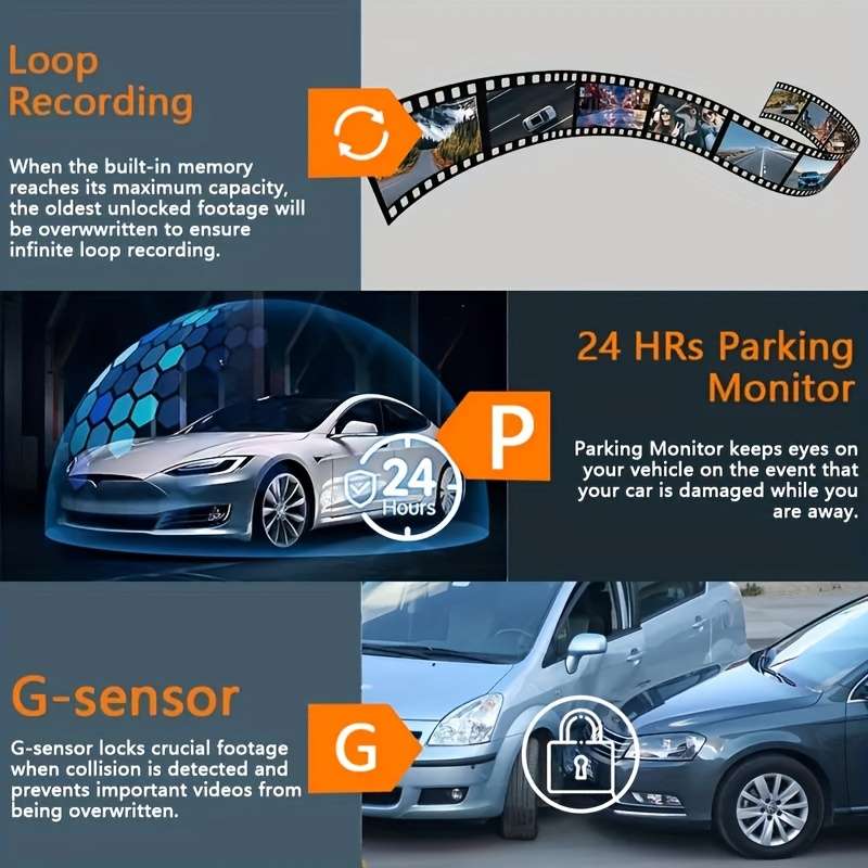 Dashcam Model Three Cameras On The Front  Left And Right Sides Of The Car Including 32G Card