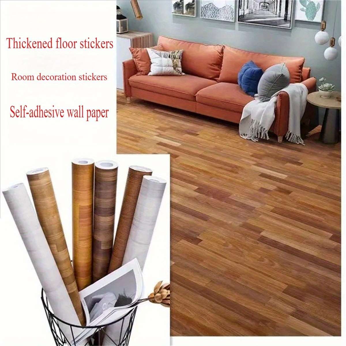 Self Adhesive Floor Stickers Parquet Walnut 40Cm*1M