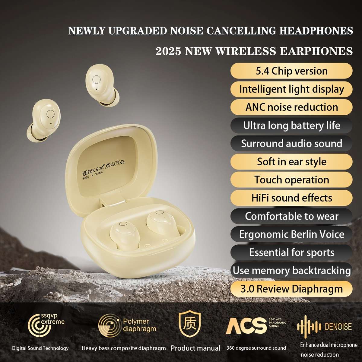 Wireless Headphones   Khaki
