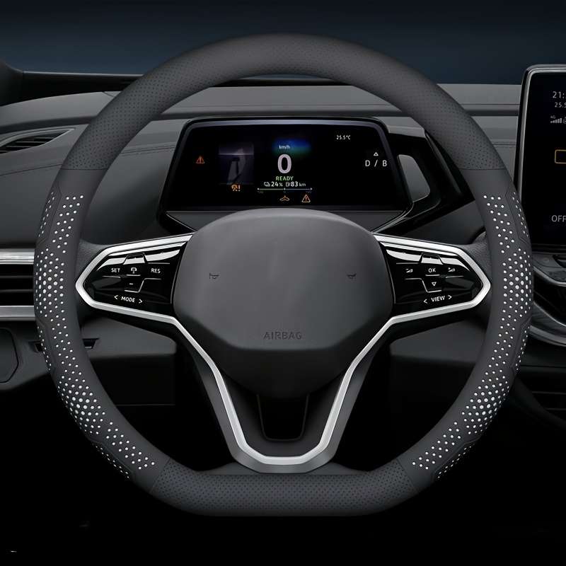 Car Steering Wheel Cover Shape D, All Black