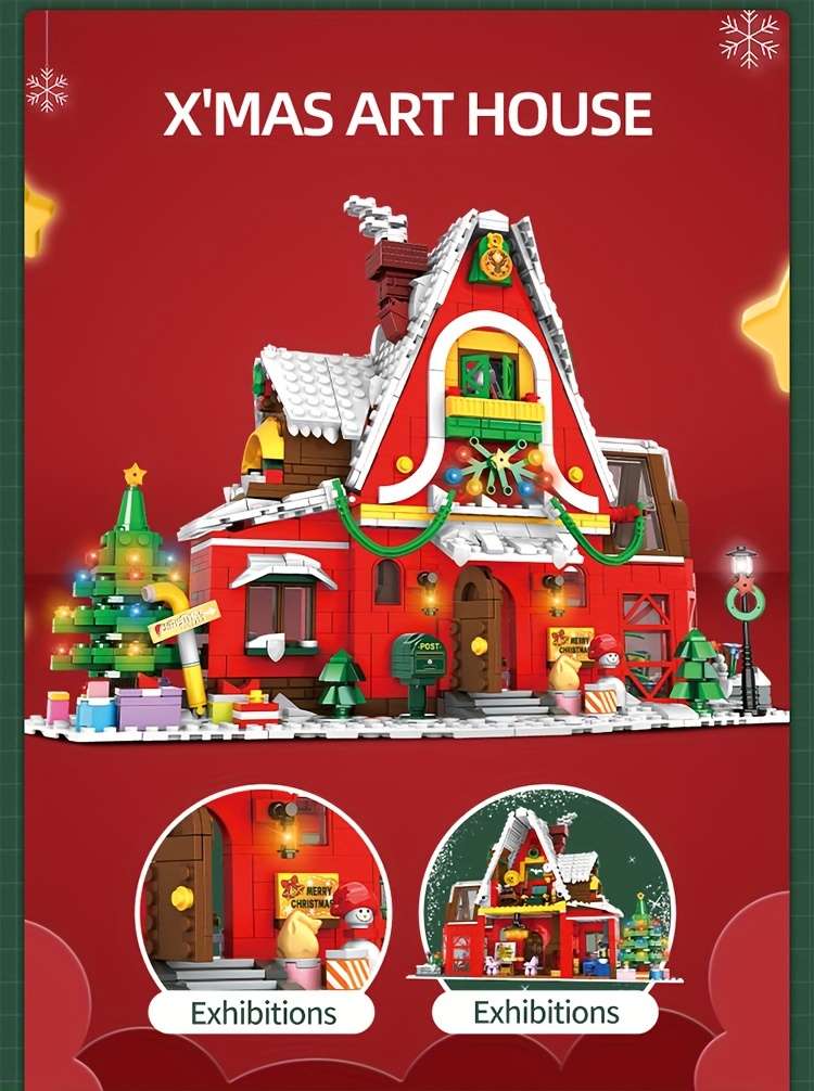 Building Toy Architectural Model Toy Set Style Holiday Season House Blocks