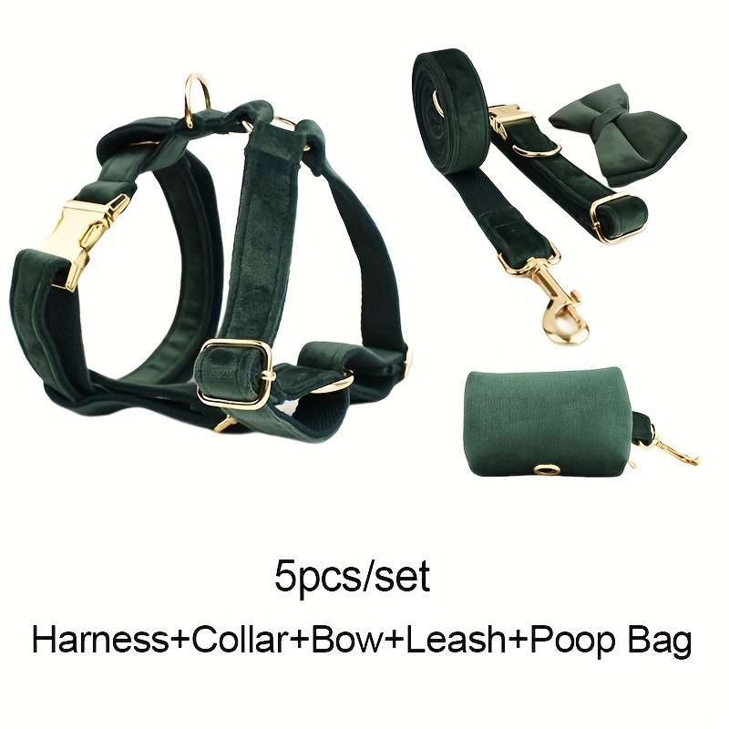 Dog Leash Color Green Velvet 5Pcs Size M
