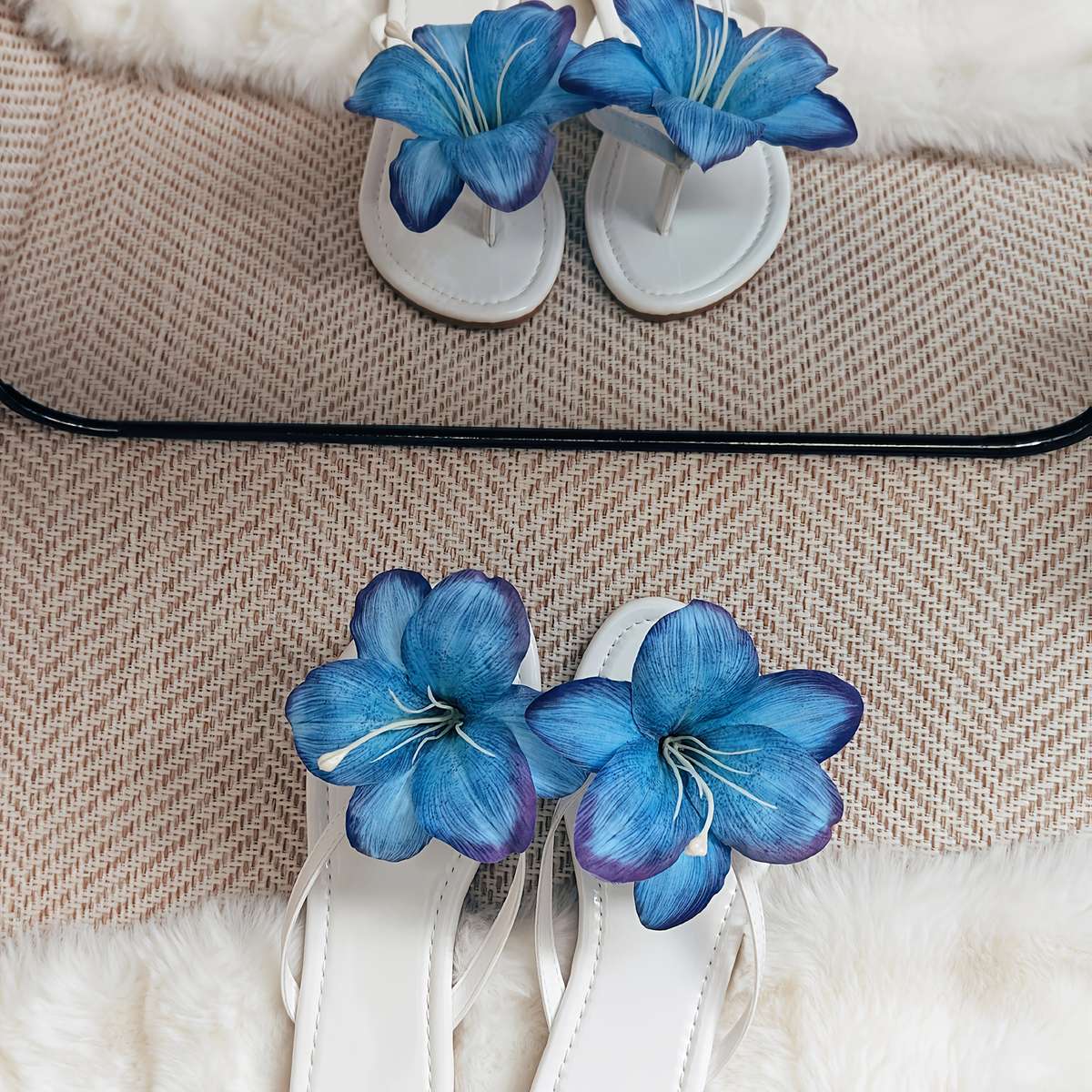 Ladies Summer Flip Flops Deep Sky Blue Uk 7.5