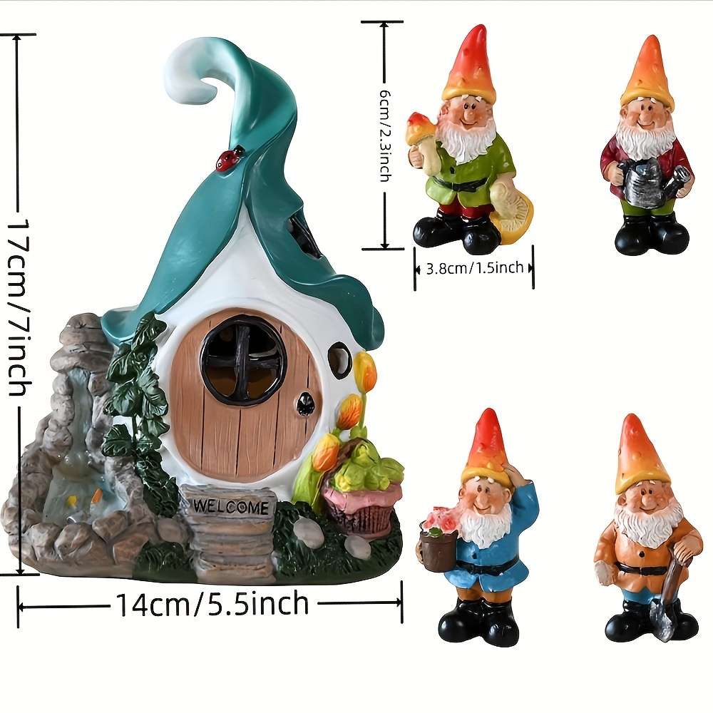 4Pcs Solar Powered Fairy Garden Gnome Set