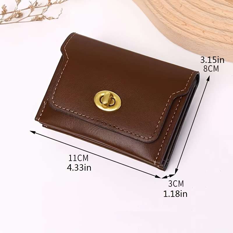 New Minimalist Women'S Compact Wallet With Three Compartments Large Capacity Short Design Fe
