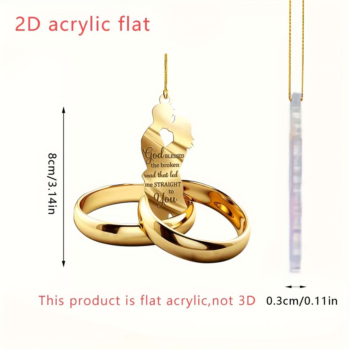 Your Flat Rearview Mirror Matching Car Pendant Acrylic Couple Ring Charm Kiss