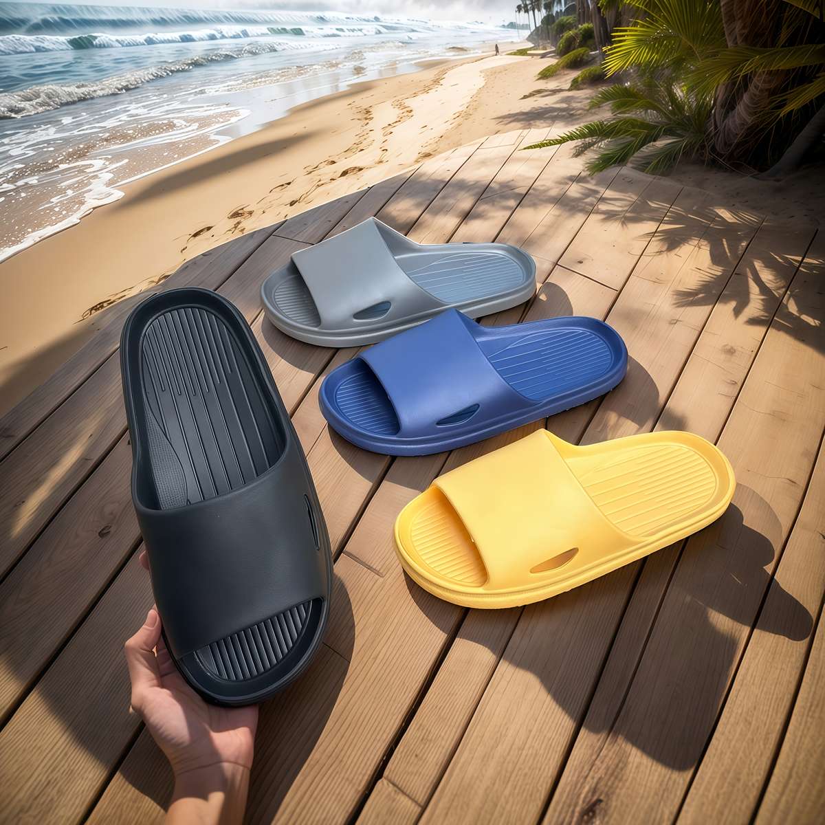 Men Slippers Summer Style Green Size Uk 7.5 To 8