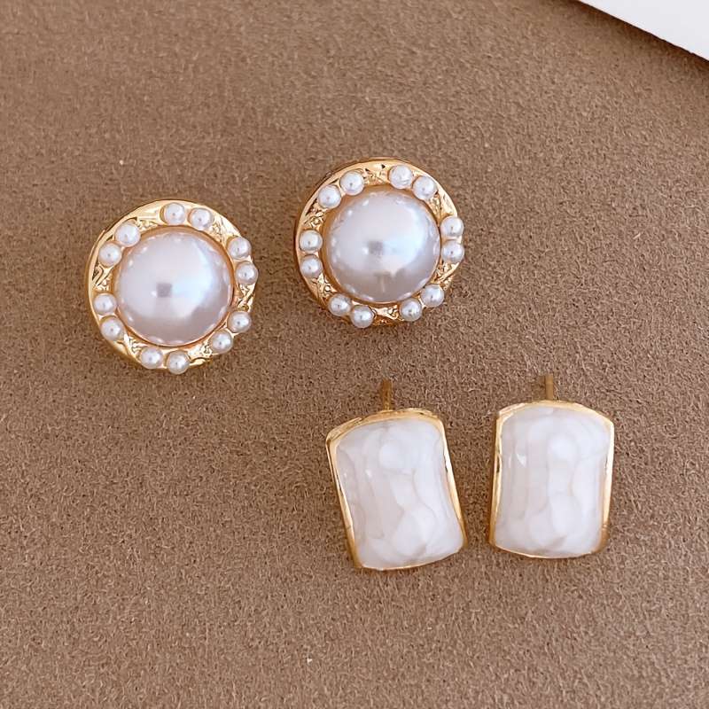 Women S Earrings Color 3 Pair Pack  White 2