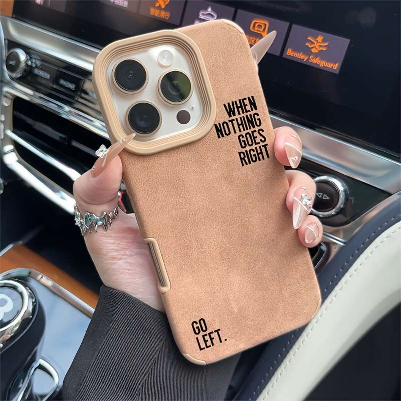 1pc Brown For iPhone 13 Pro Stylish Black Suede Case