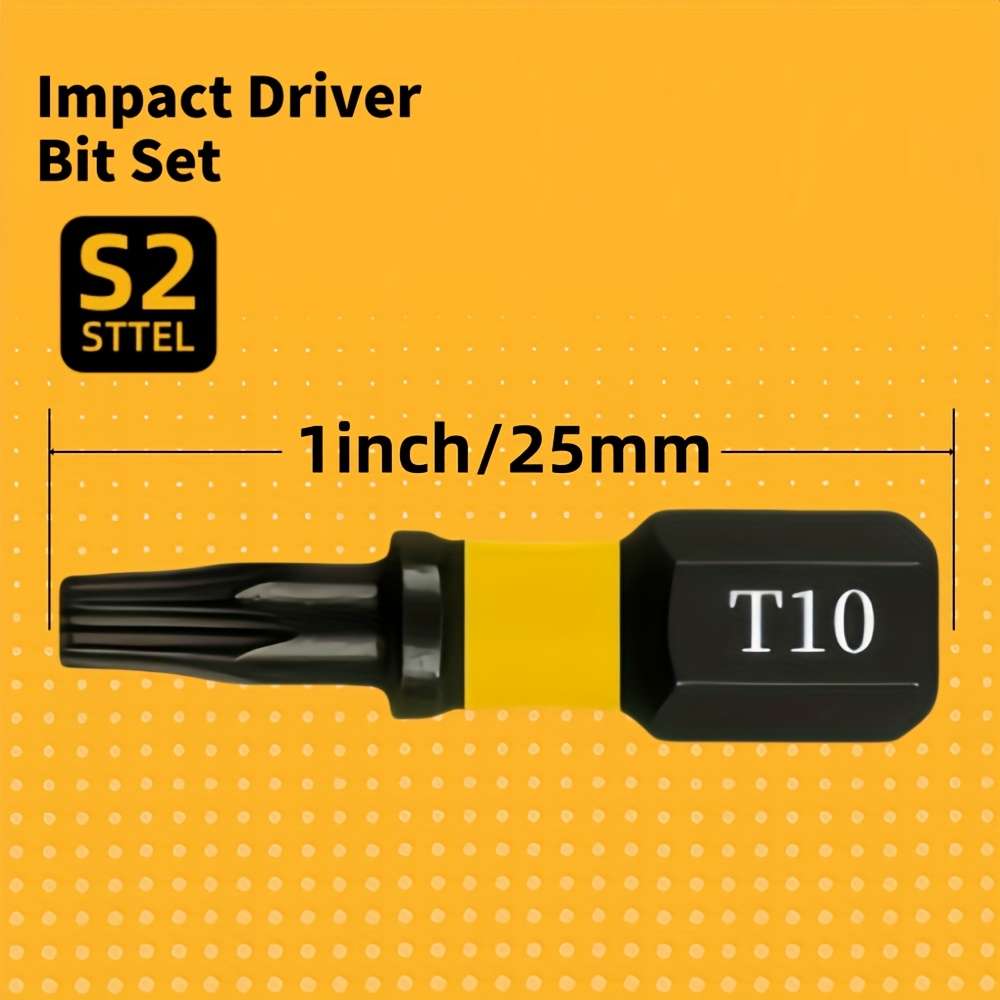 Screwdriver Bit Tool Set Model 25Mm T10 Quantity 10Pcs