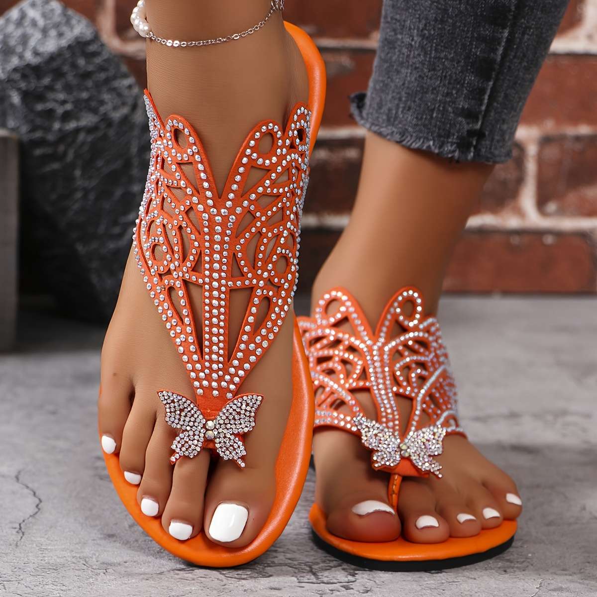 Ladies Summer Flip Flops Red Uk 7.5