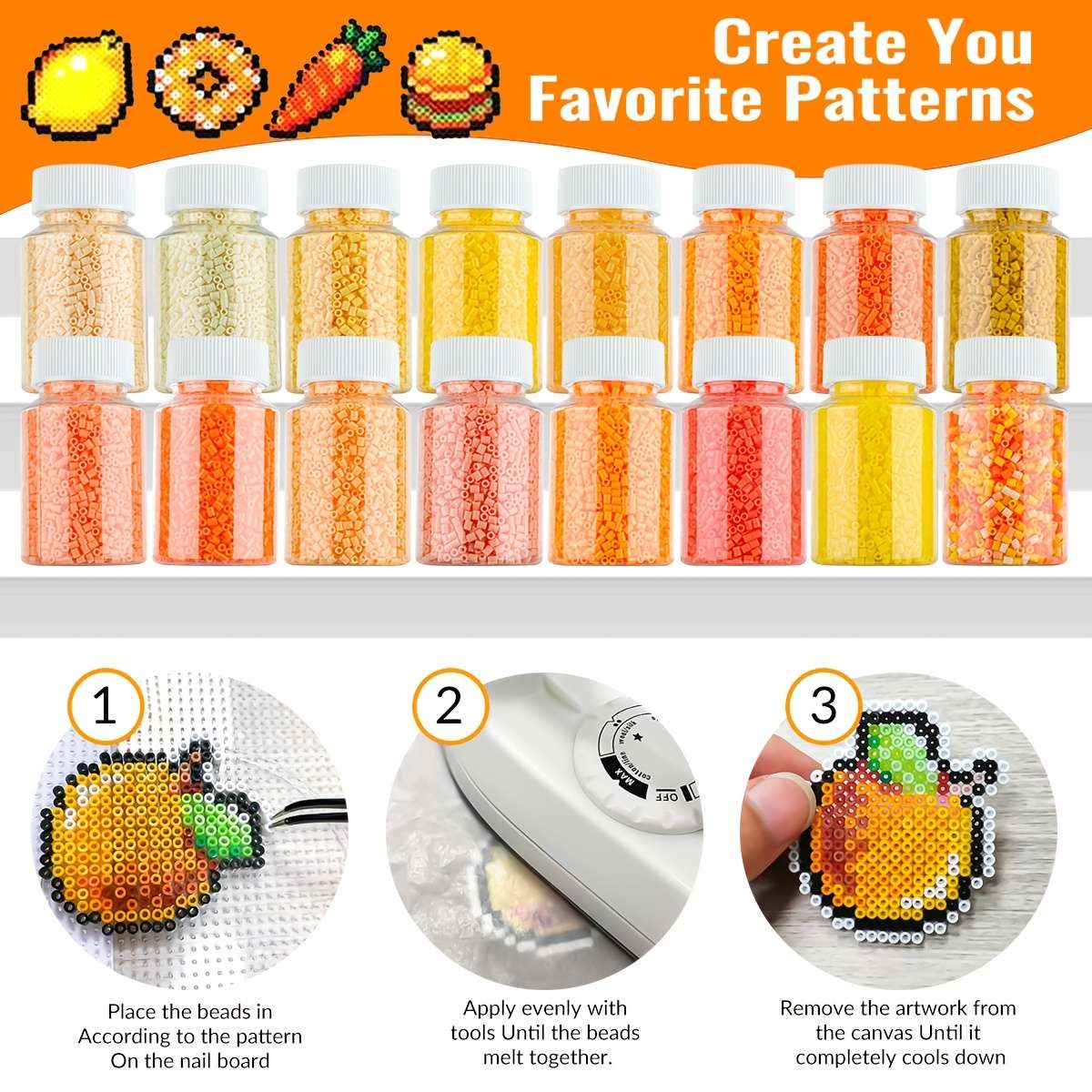 Perler Bead Set Bottle Orange Yellow A5 3K