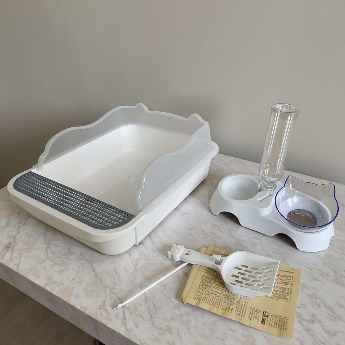 Pet supplies Items Extra Large Cat Litter Scoop and Self    Filling Food Bowl Set