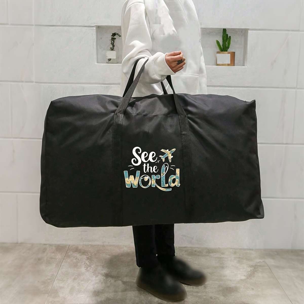 Foldable Travel Bag Extra Large Moving Black 1 Pack