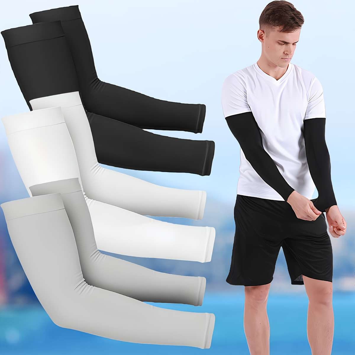 Sunscreen Sleeves Color 5 Pairs Of White
