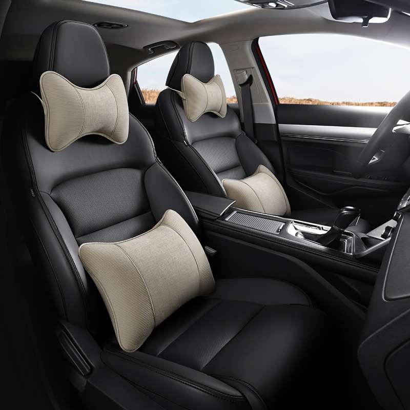 Car Seat Cushion Gray Items 2Pcs Headrest
