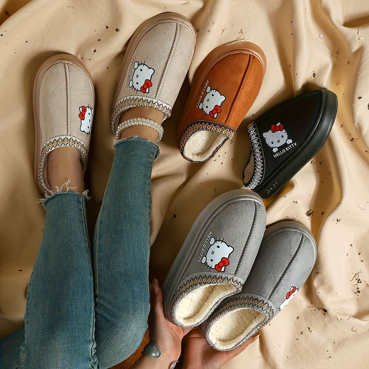 Cotton Slippers Color Grey Sizeuk 6.5-7