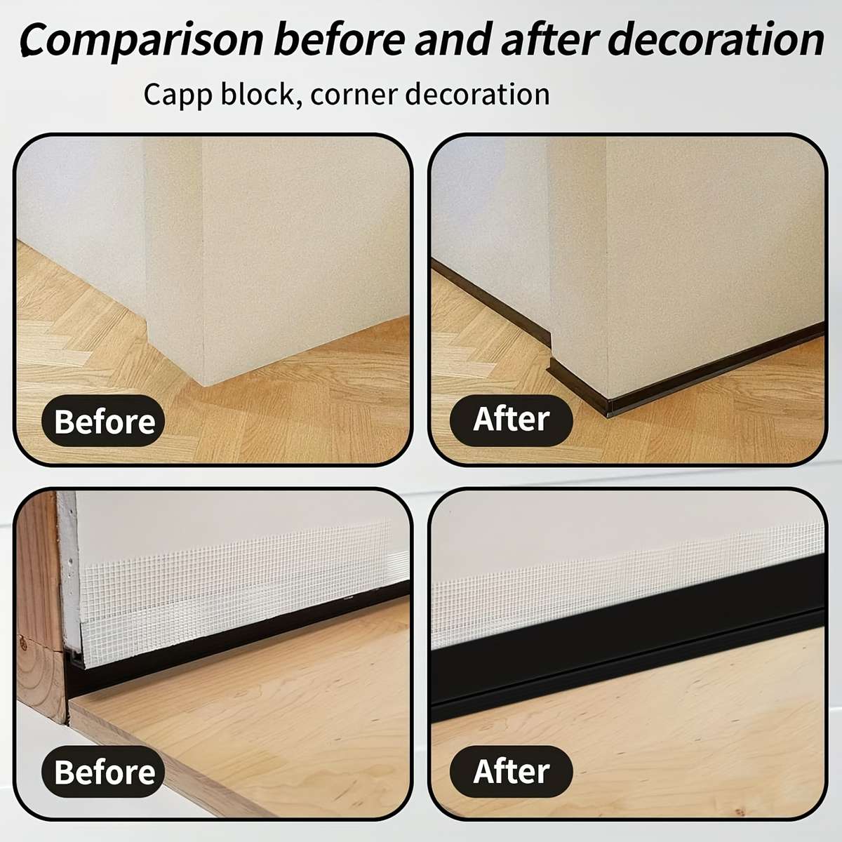 Skirting Board 6 Meters Long 50*20Mm White Pvc Selfadhesive Soft Kick Line 1 Yellow Scraper