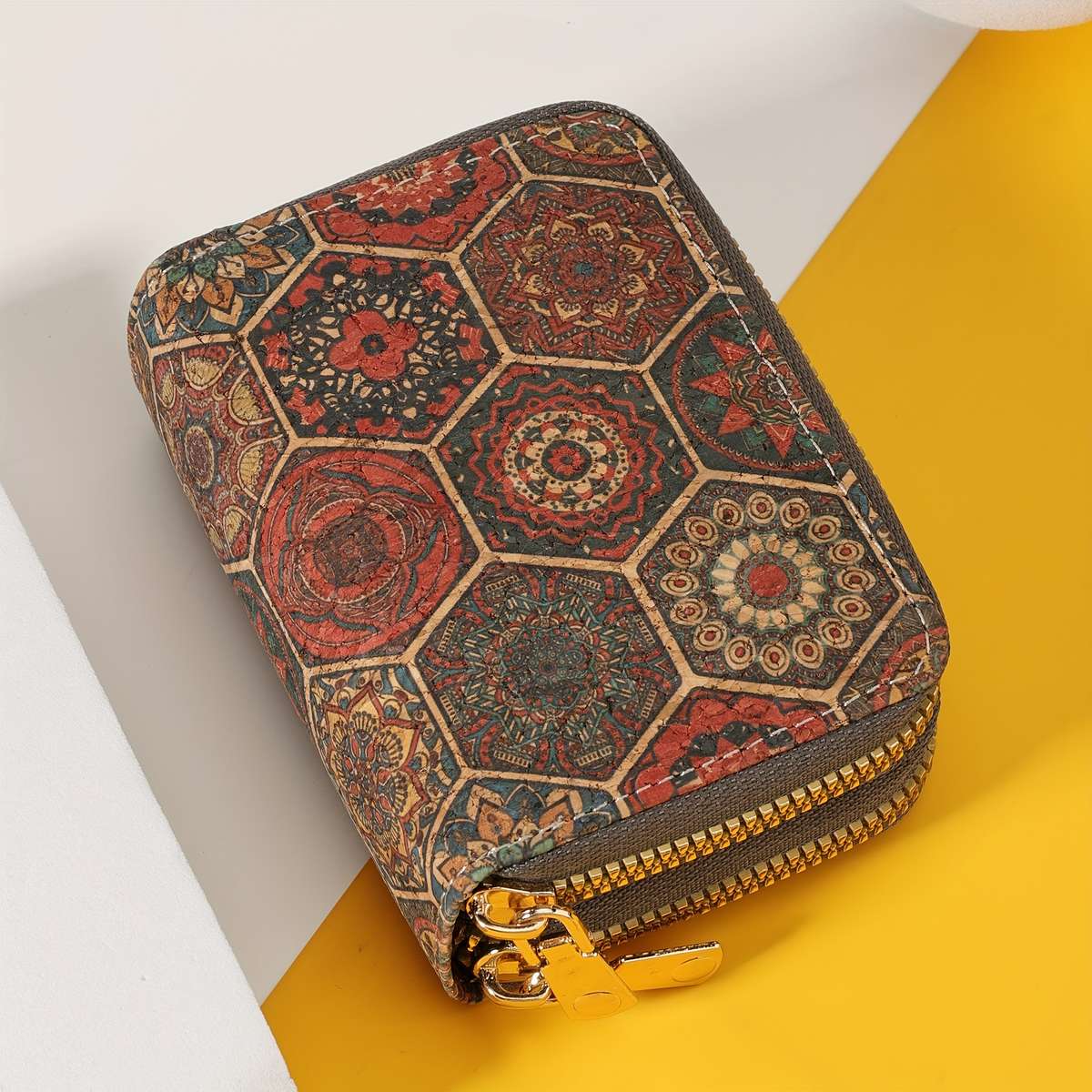 Credit Card Holder Casual Style With Double-Layer Zipper Closure Slim Multi-Card Wallet W