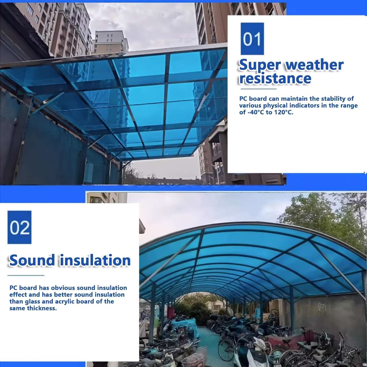 2pcs Professional Durable Multi Functional Durable Transparent Blue