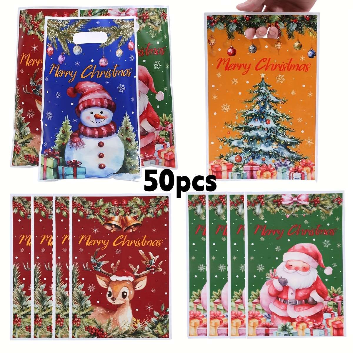 Gift Bags Style Colorful Christmas Quantity 50Pcs