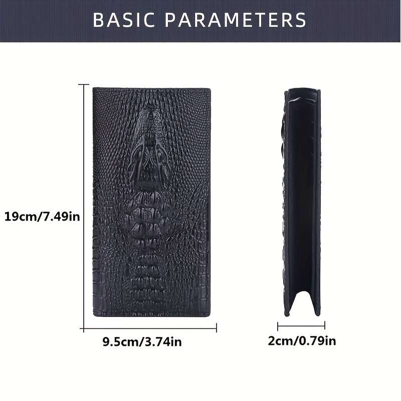 Men'S Classic Crocodile Pattern Long Walletmulti-Card Holder With Zipper Coin Pocket Textur