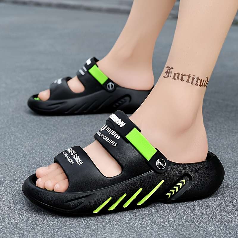 Men Slippers Summer Style Black Orange Size Uk 8.5 To 9
