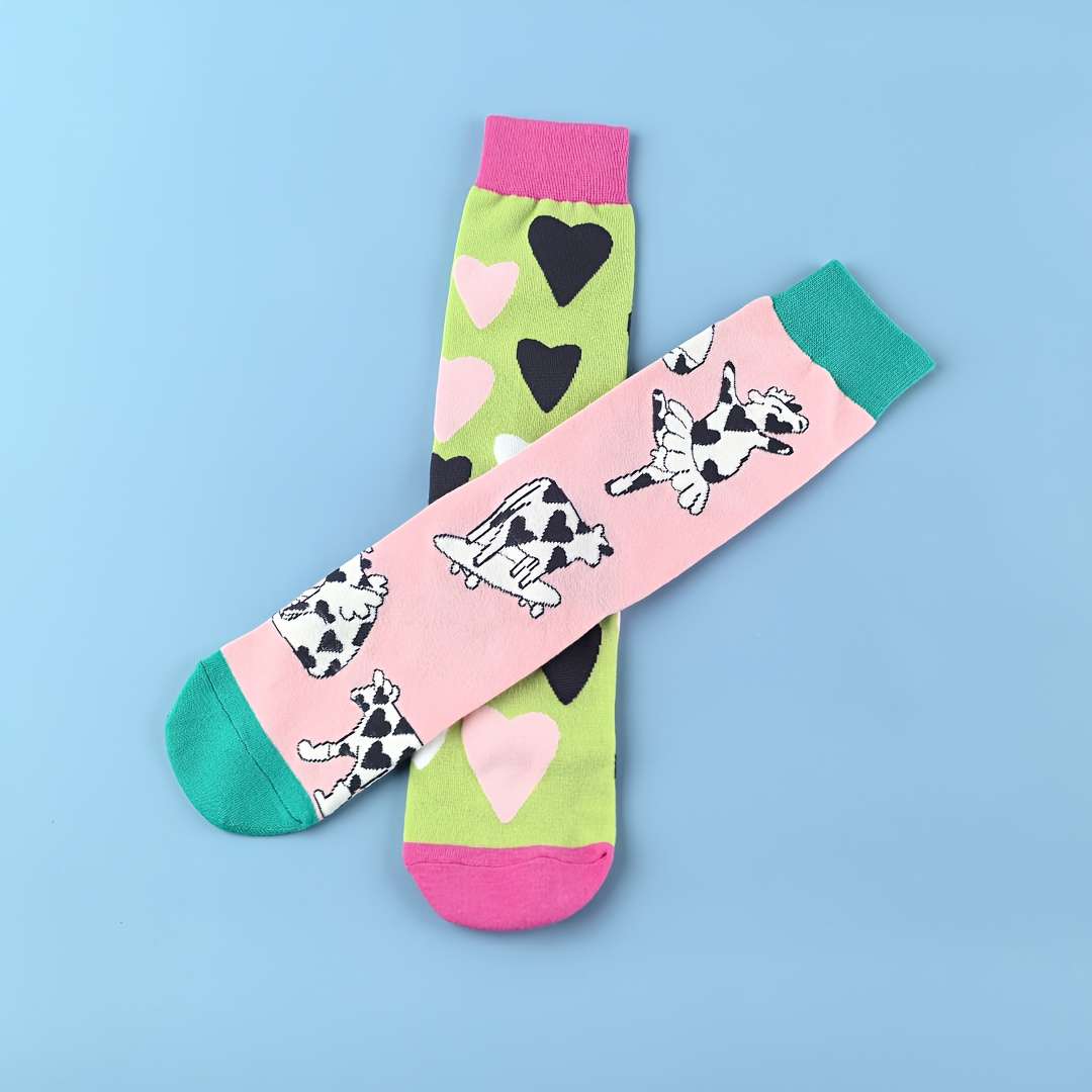 Women S Socks Color Mixed Colorscow Heart1 Pair Size Onesize