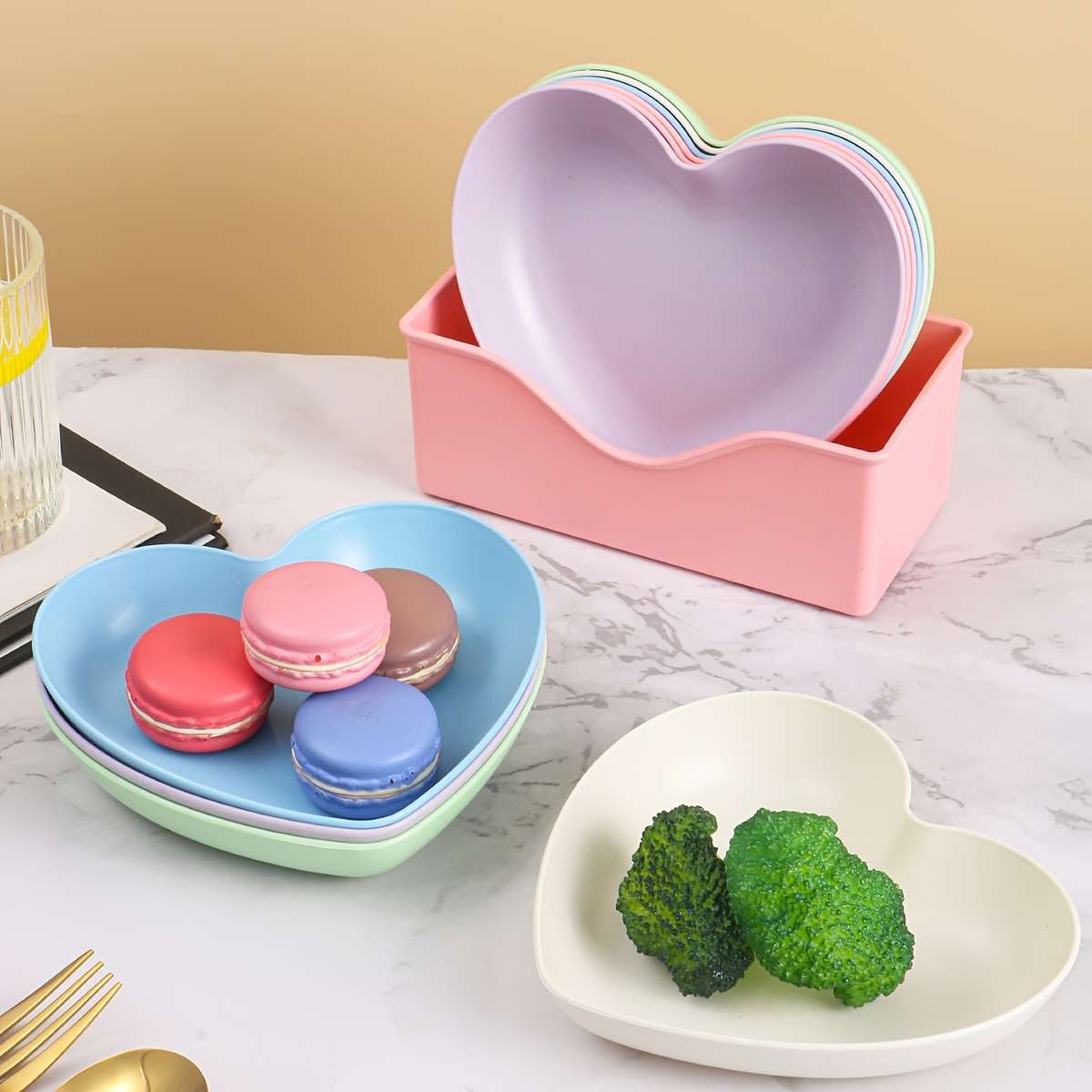 Bowl Color 6Pcsheart Bone Spitting Dish  Base  Pink