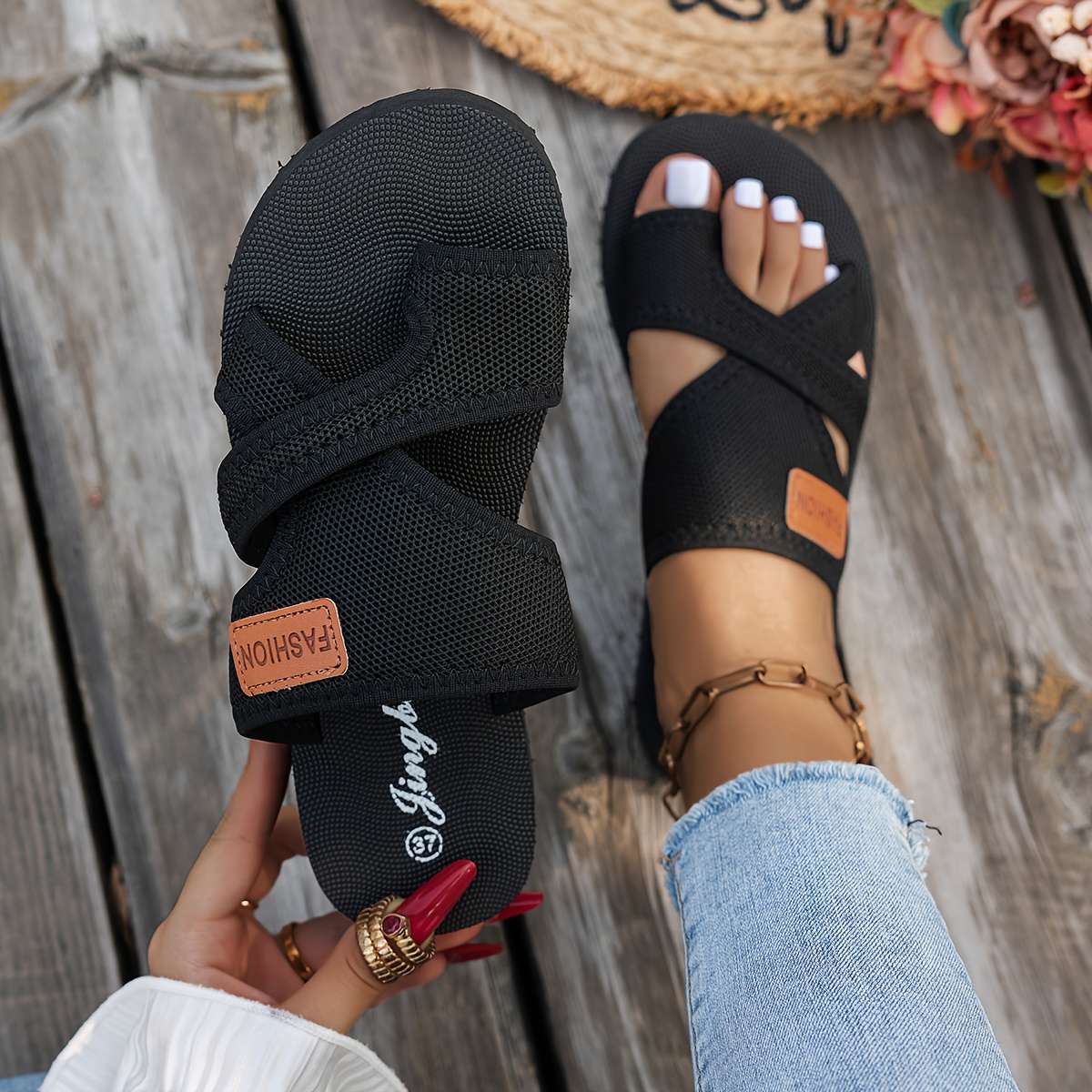 Ladies Summer Flip Flops Black Uk 7