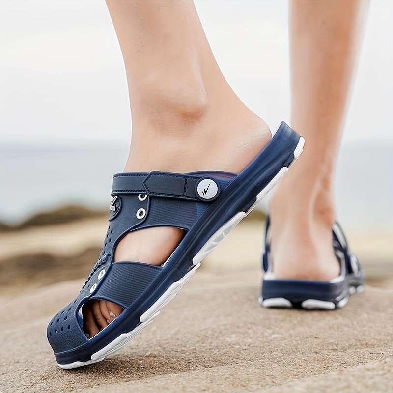 Men Slippers Summer Style Black Size Uk 7