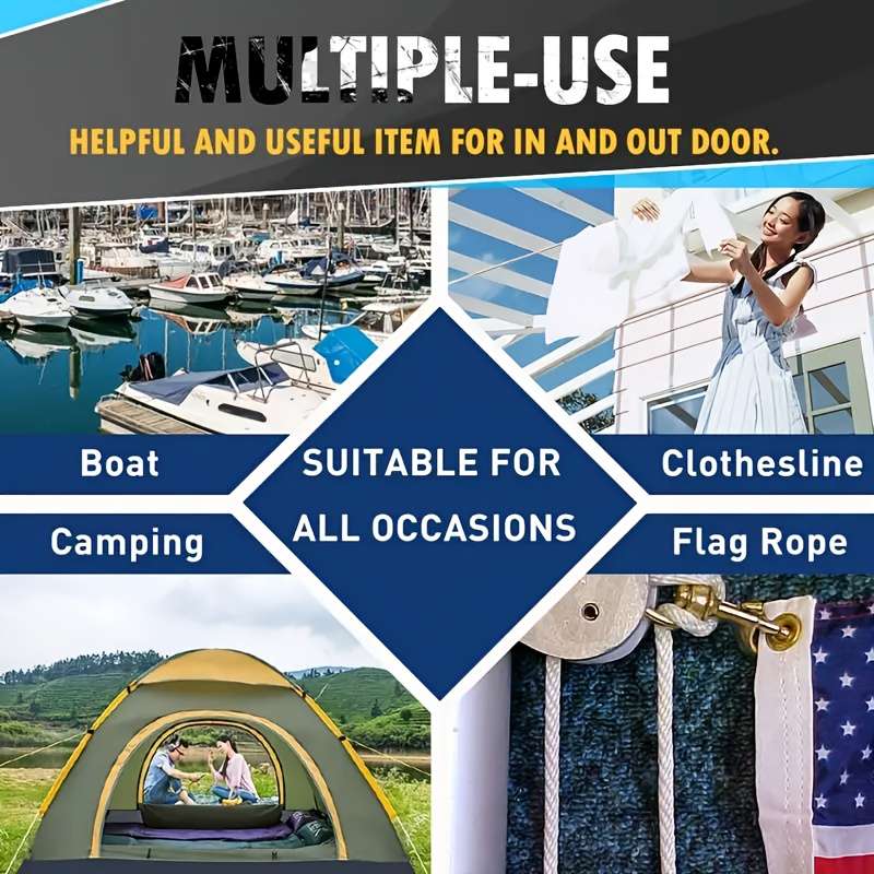 Multi Purpose Rope 10mm 12mm Diameter Nylon Cord Carabiner Clips High Tensile