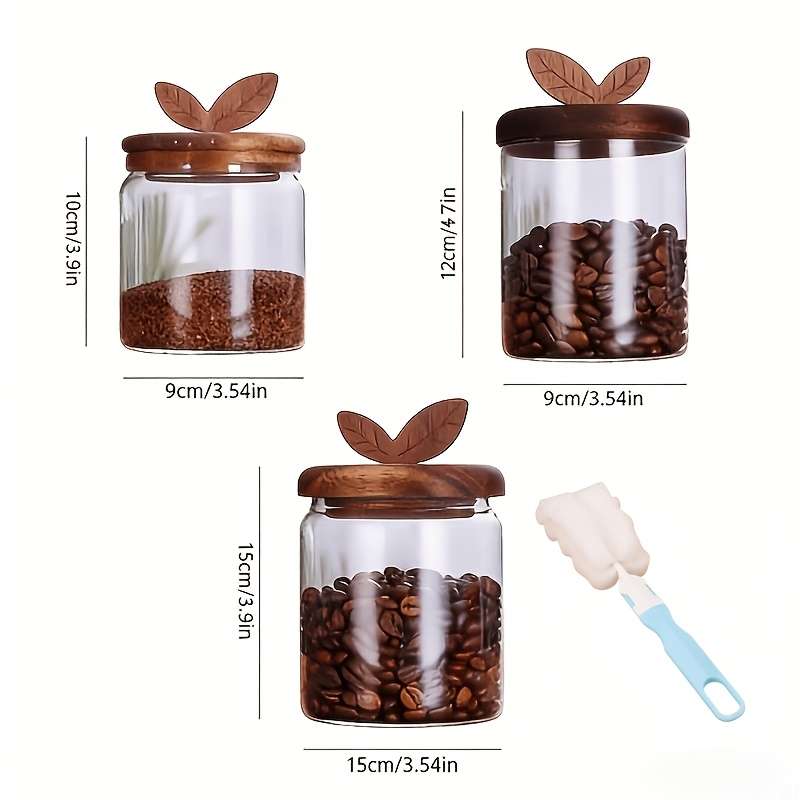 Sealed Jar Style 3Piece Set Of Storage Sealed Jars  Brush