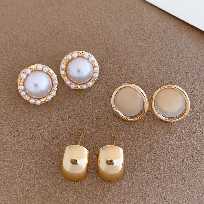 Women S Earrings Color 3 Pair Pack  White 2