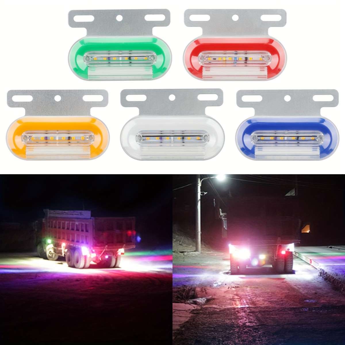2pcs Truck Side Lights Oval Bracket Easy to Install 24V Car High Brightness Neon
