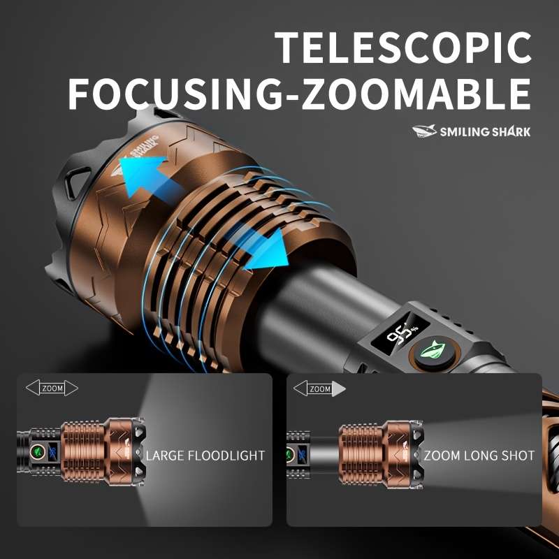 Ultra 1Pc Long Range Flashlight Smiling Shark Flashlight Emergency Reliable