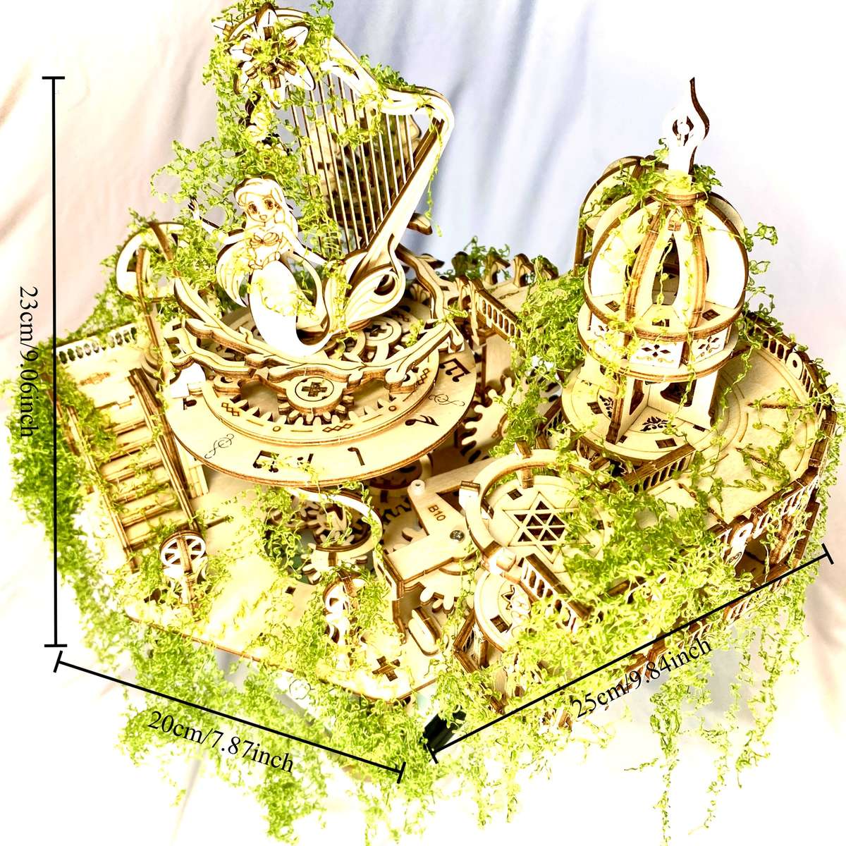 3D Building Model Puzzle Set Items Green Moss Ruins