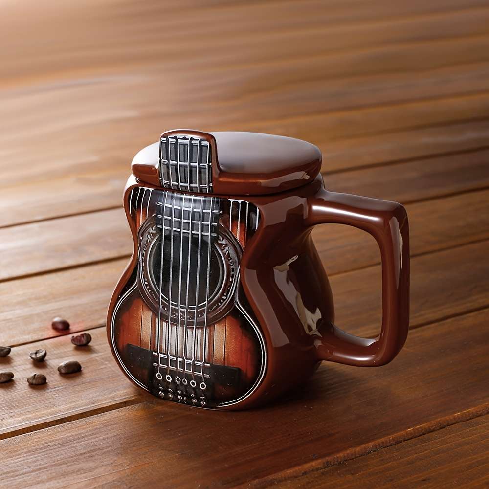 Water Cup Style Ceramic Cup   Coffee Guitar  With Lid